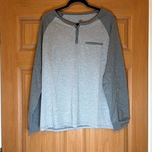 Gray and Black Long Sleeve Henley Shirt